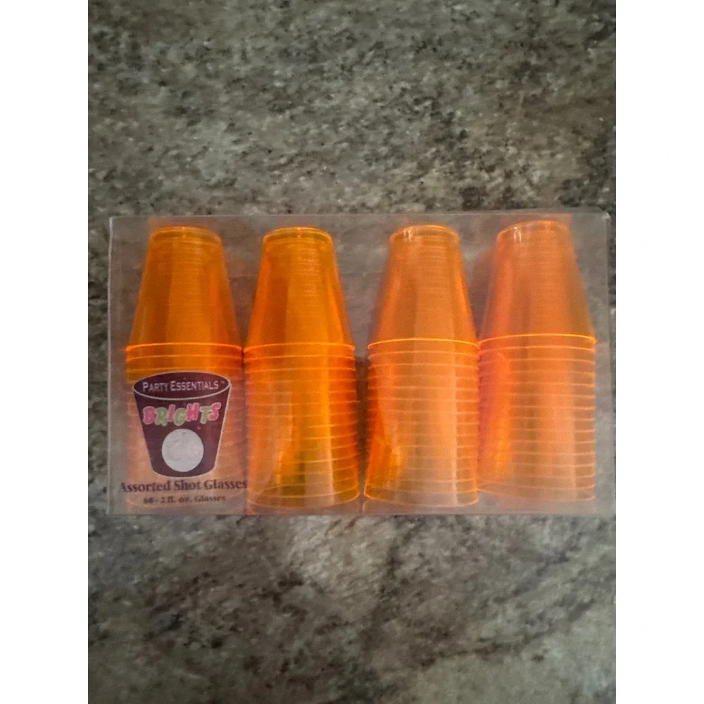 Party Essentials Brights Orange Plastic Shot Glasses 2oz‎ 60 Count N26087